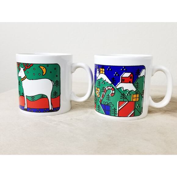 Christmas Coffee Mug Tea Cup Holiday Scene Ceramic FPC Made England Vintage - Picture 8 of 13